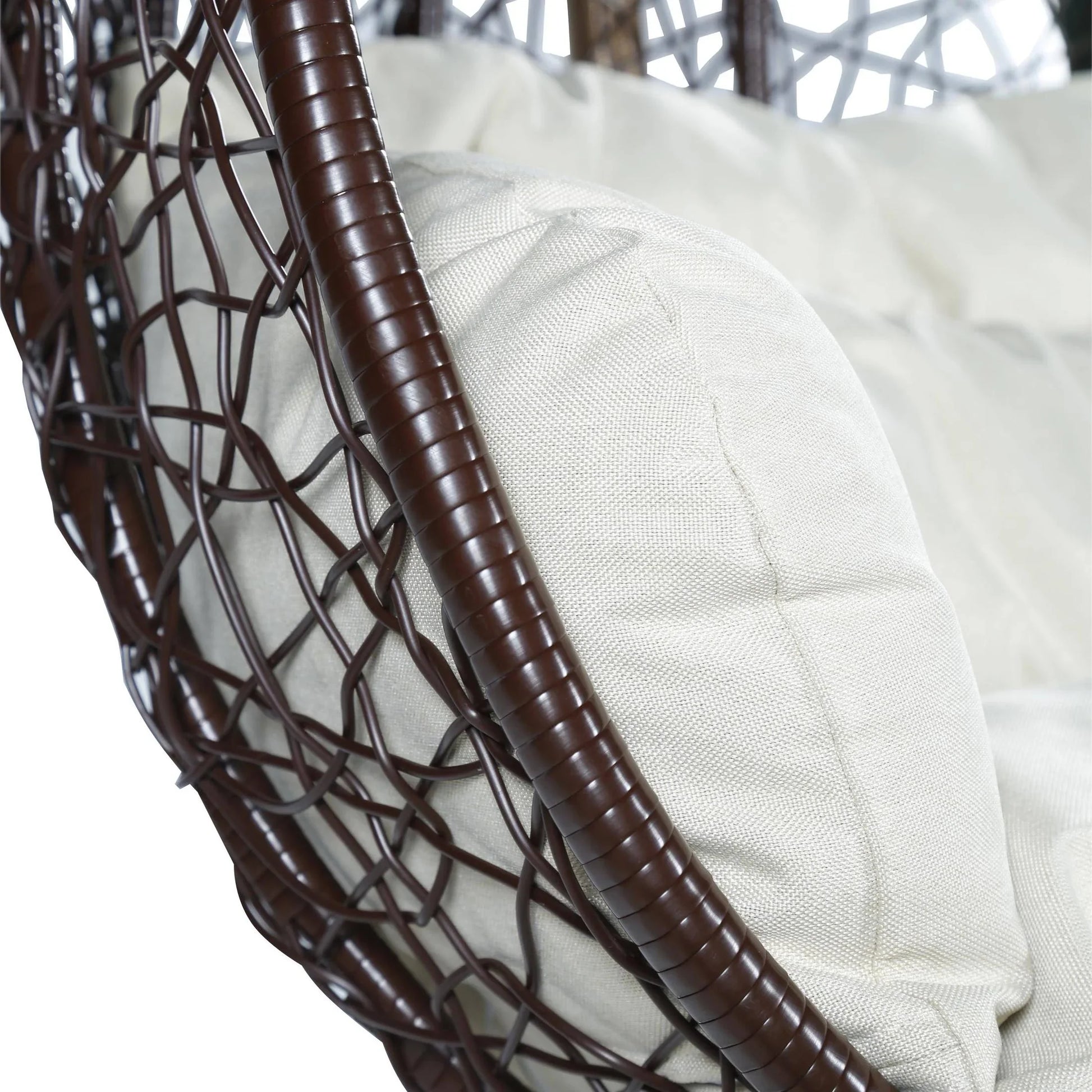 Recluse Two-Person Seater Hanging Swing Chair with Teardrop Design in Brown Frame - Elax Furniture