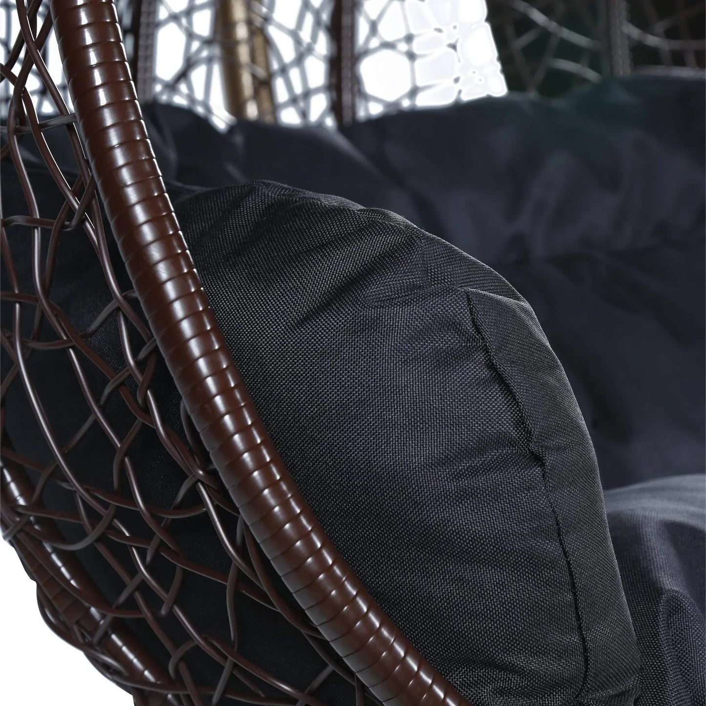 Recluse Two-Person Seater Hanging Swing Chair with Teardrop Design in Brown Frame - Elax Furniture