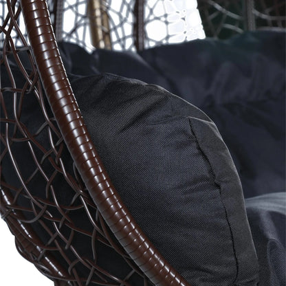 Recluse Two-Person Seater Hanging Swing Chair with Teardrop Design in Brown Frame - Elax Furniture