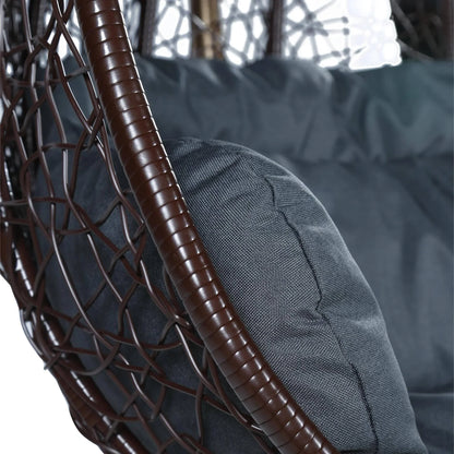 Recluse Two-Person Seater Hanging Swing Chair with Teardrop Design in Brown Frame - Elax Furniture