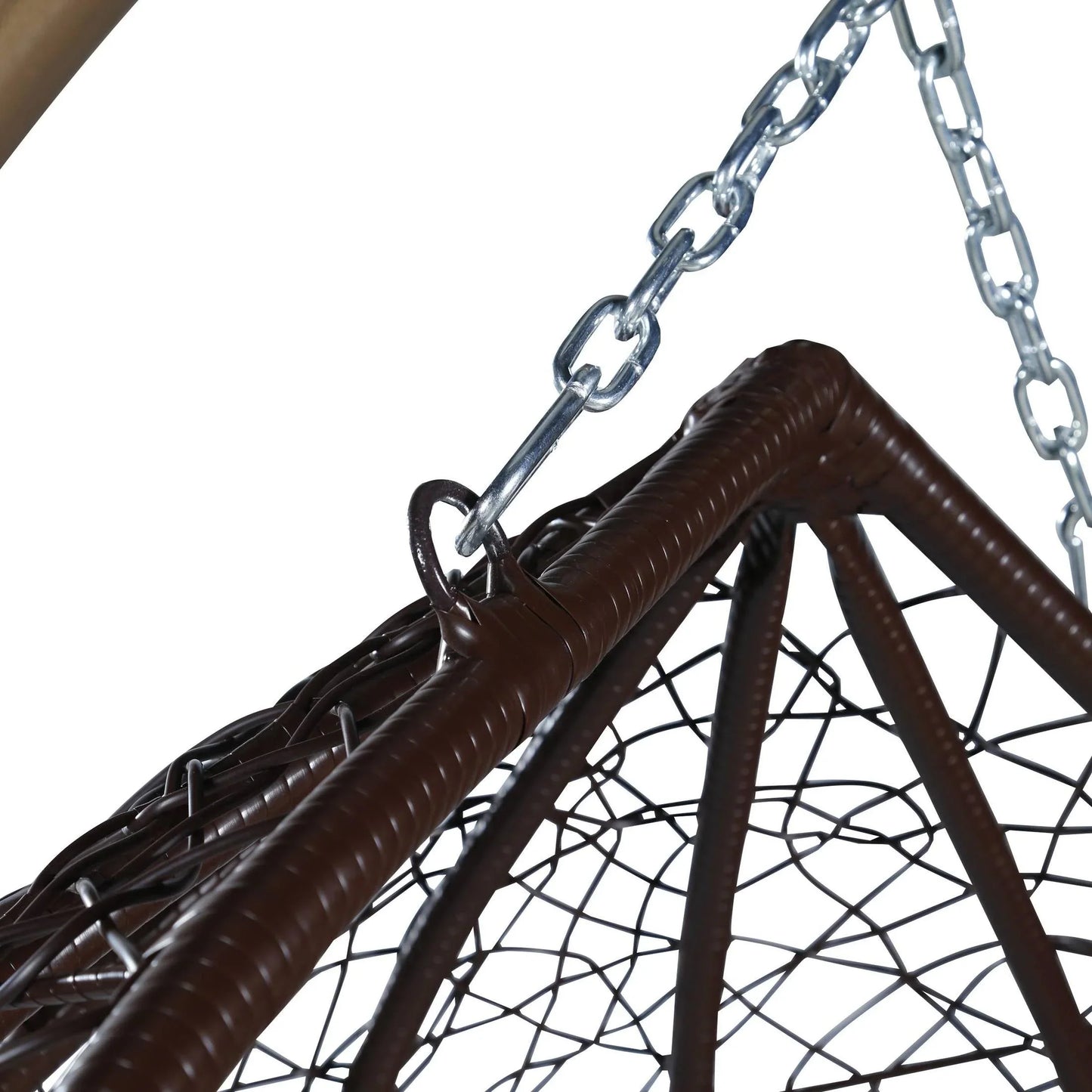 Recluse Two-Person Seater Hanging Swing Chair with Teardrop Design in Brown Frame - Elax Furniture