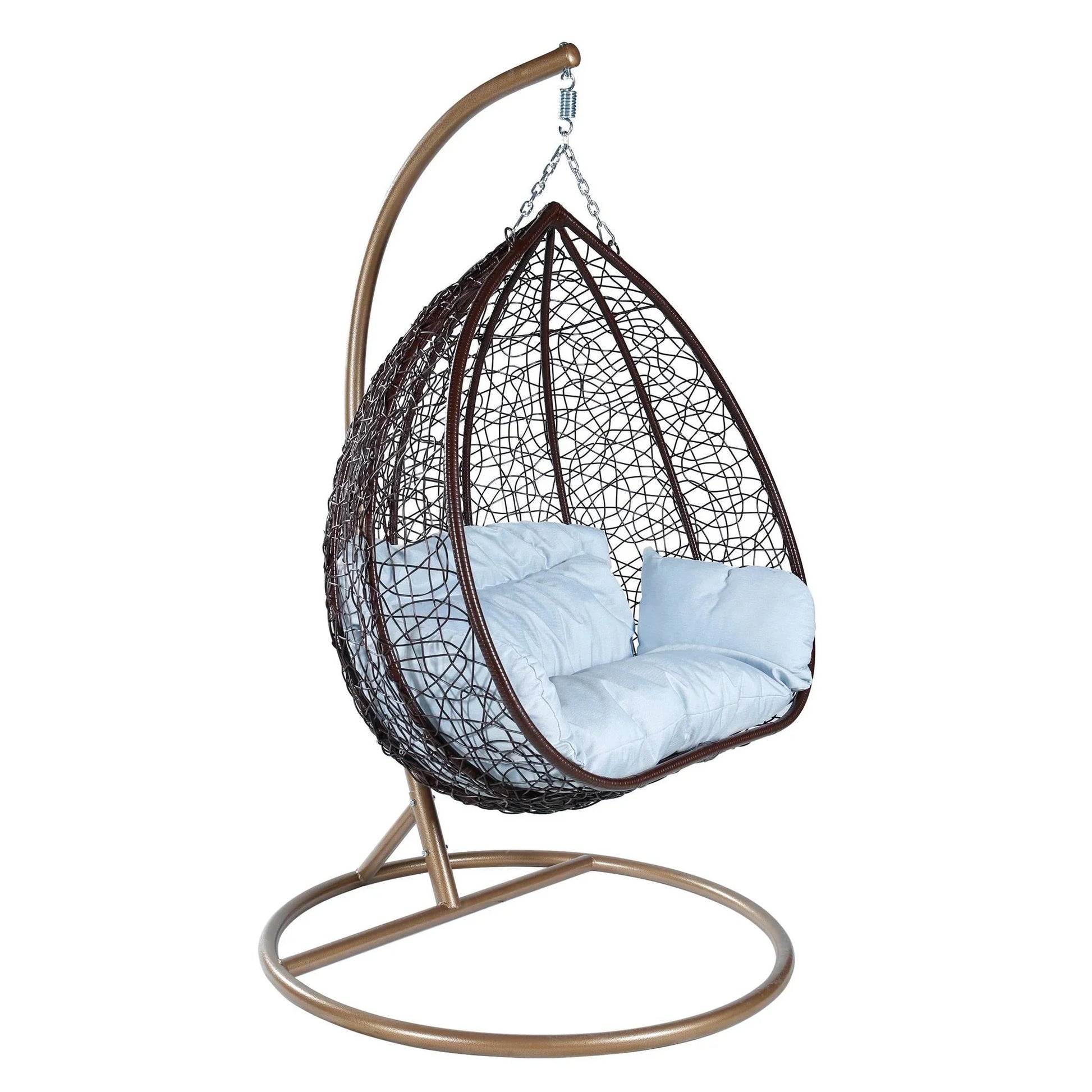 Recluse Two-Person Seater Hanging Swing Chair with Teardrop Design in Brown Frame - Elax Furniture