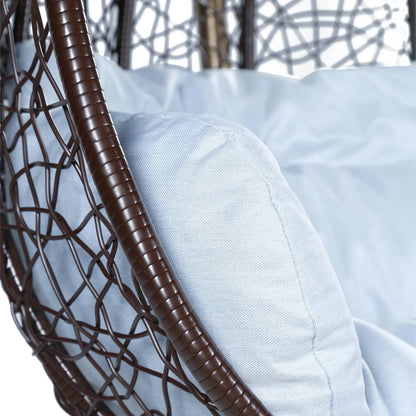 Recluse Two-Person Seater Hanging Swing Chair with Teardrop Design in Brown Frame - Elax Furniture