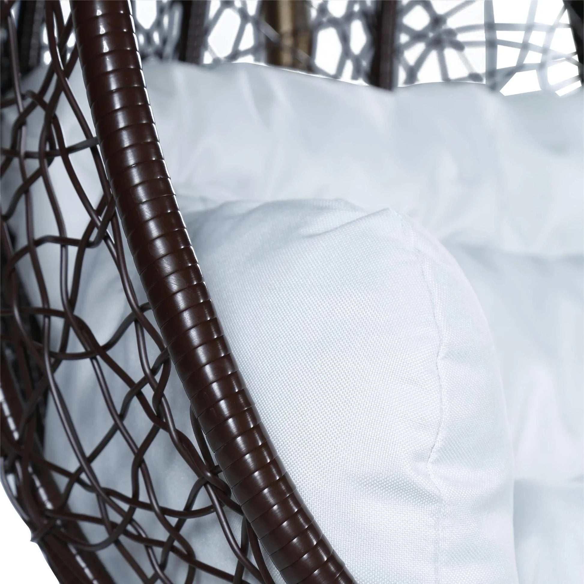 Recluse Two-Person Seater Hanging Swing Chair with Teardrop Design in Brown Frame - Elax Furniture