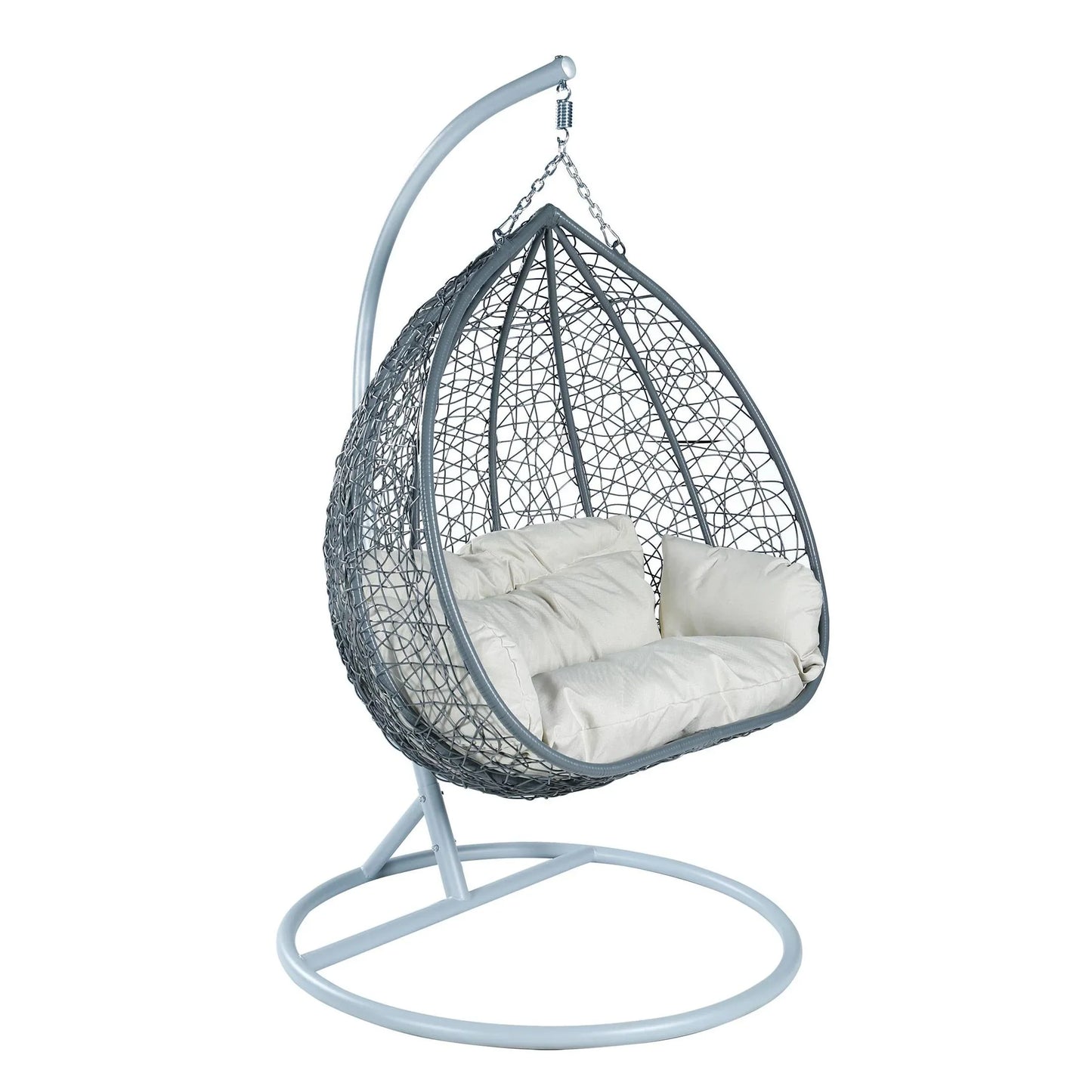 Recluse Two-Person Seater Hanging Swing Chair with Teardrop Design in Grey Frame - Elax Furniture