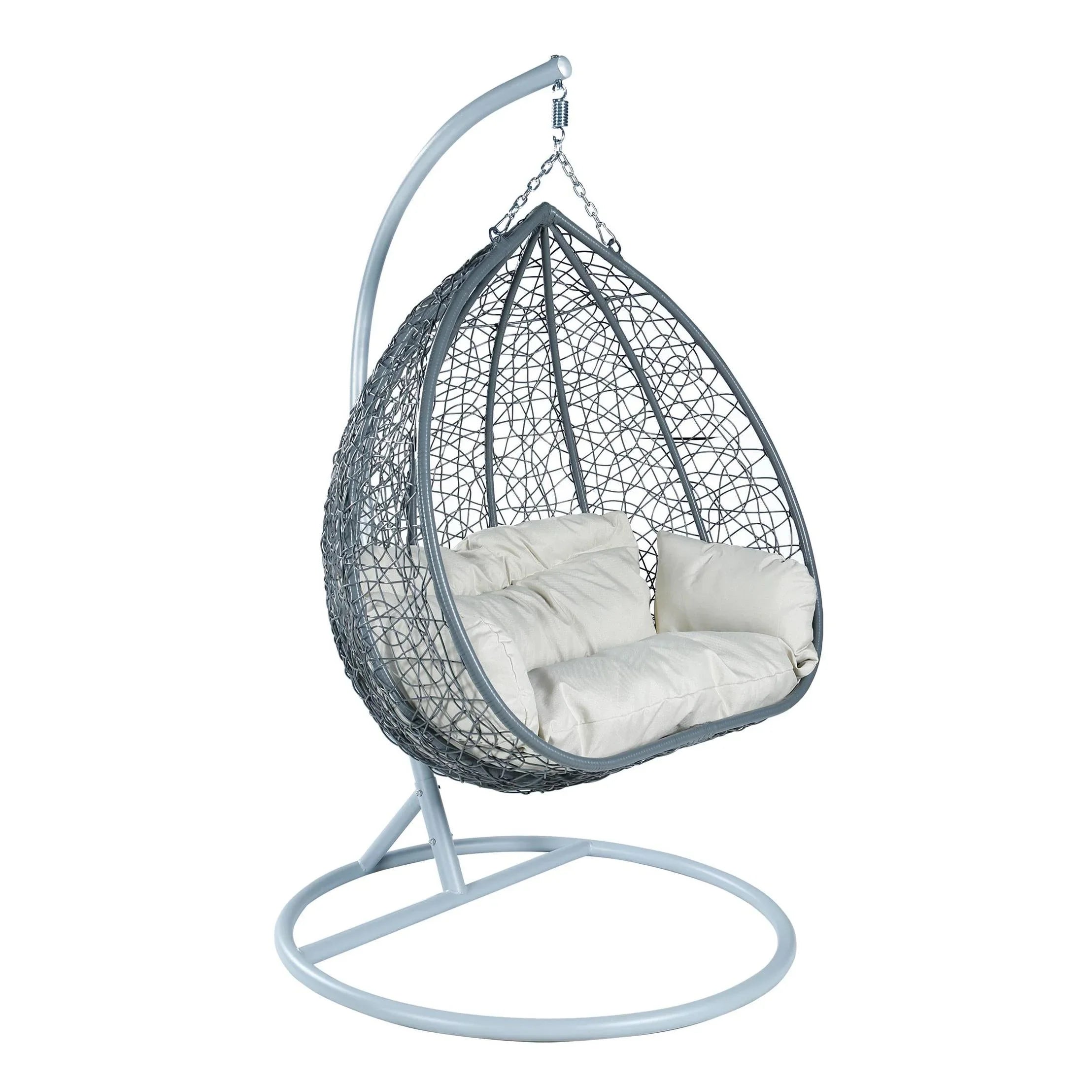 Recluse Two-Person Seater Hanging Swing Chair with Teardrop Design in Grey Frame - Elax Furniture