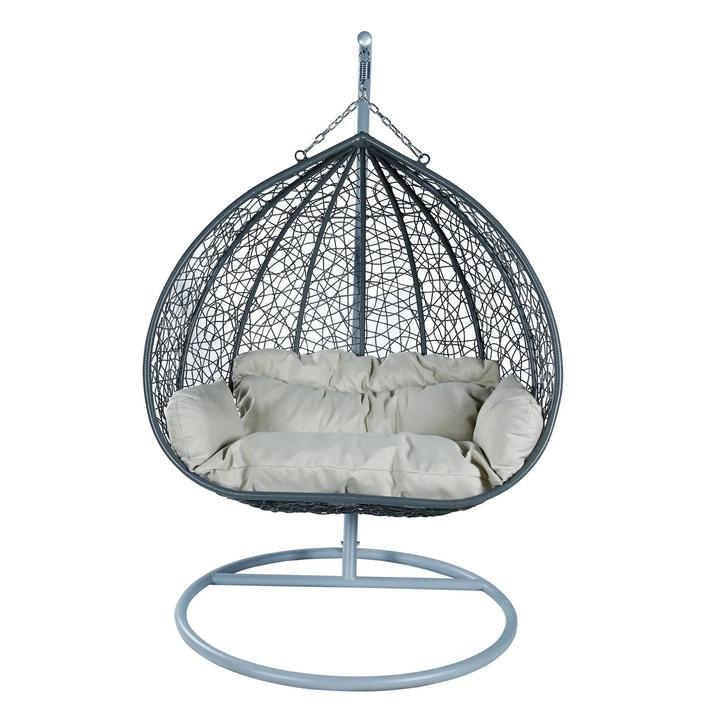 Recluse Two-Person Seater Hanging Swing Chair with Teardrop Design in Grey Frame - Elax Furniture
