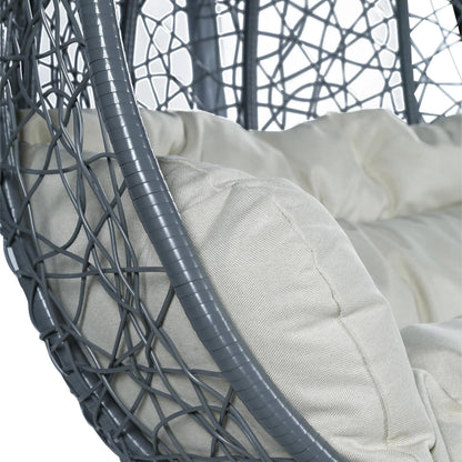 Recluse Two-Person Seater Hanging Swing Chair with Teardrop Design in Grey Frame - Elax Furniture