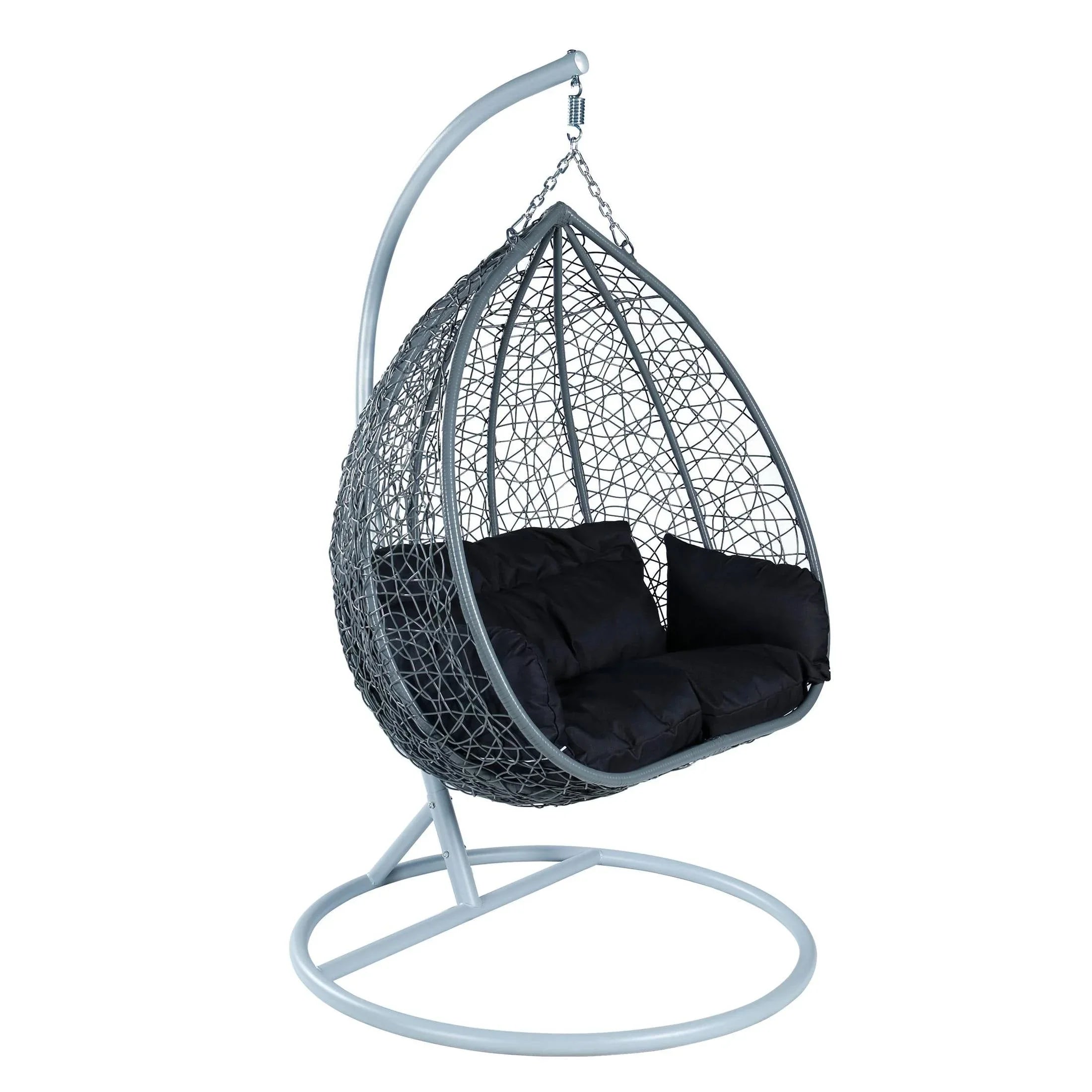 Recluse Two-Person Seater Hanging Swing Chair with Teardrop Design in Grey Frame - Elax Furniture