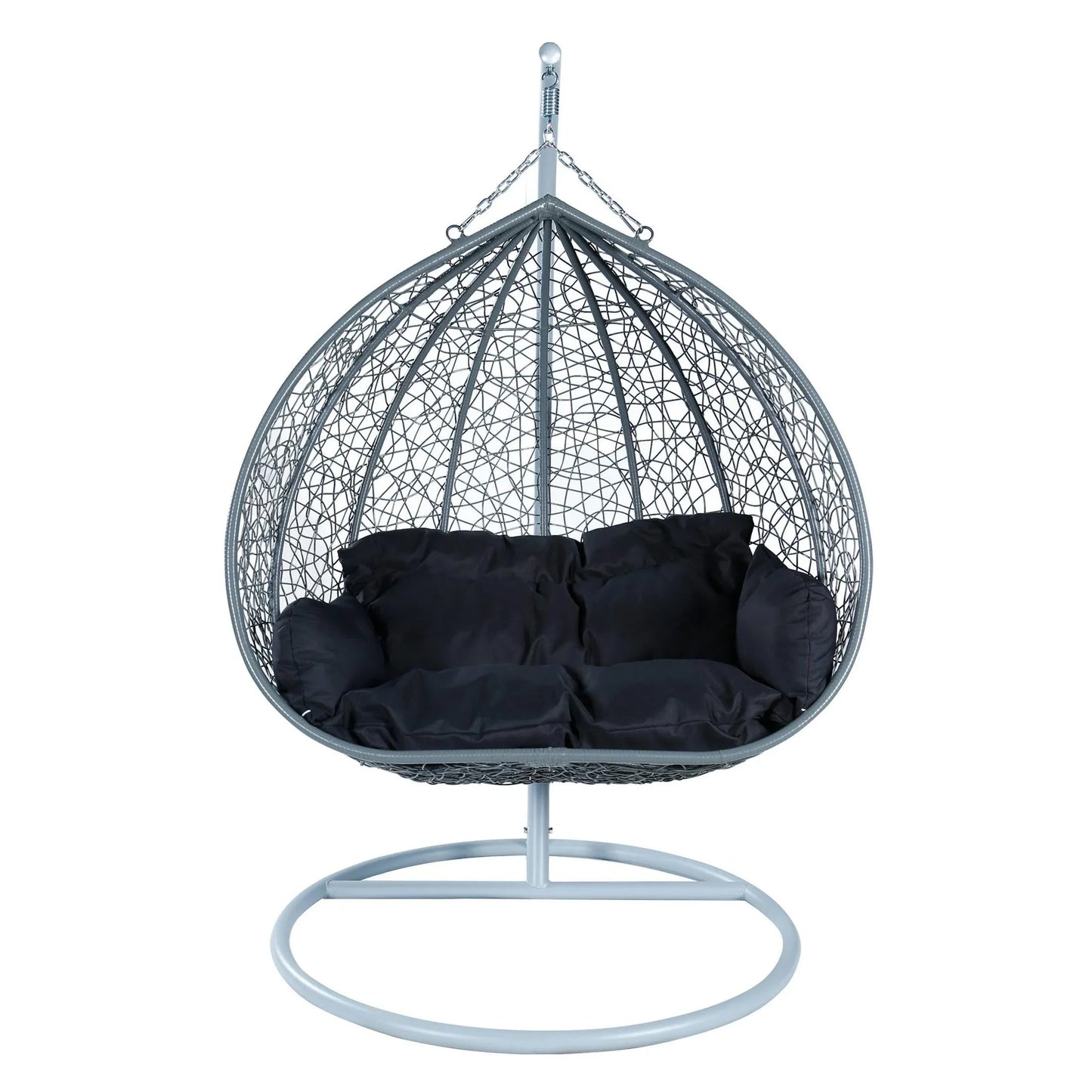 Recluse Two-Person Seater Hanging Swing Chair with Teardrop Design in Grey Frame - Elax Furniture