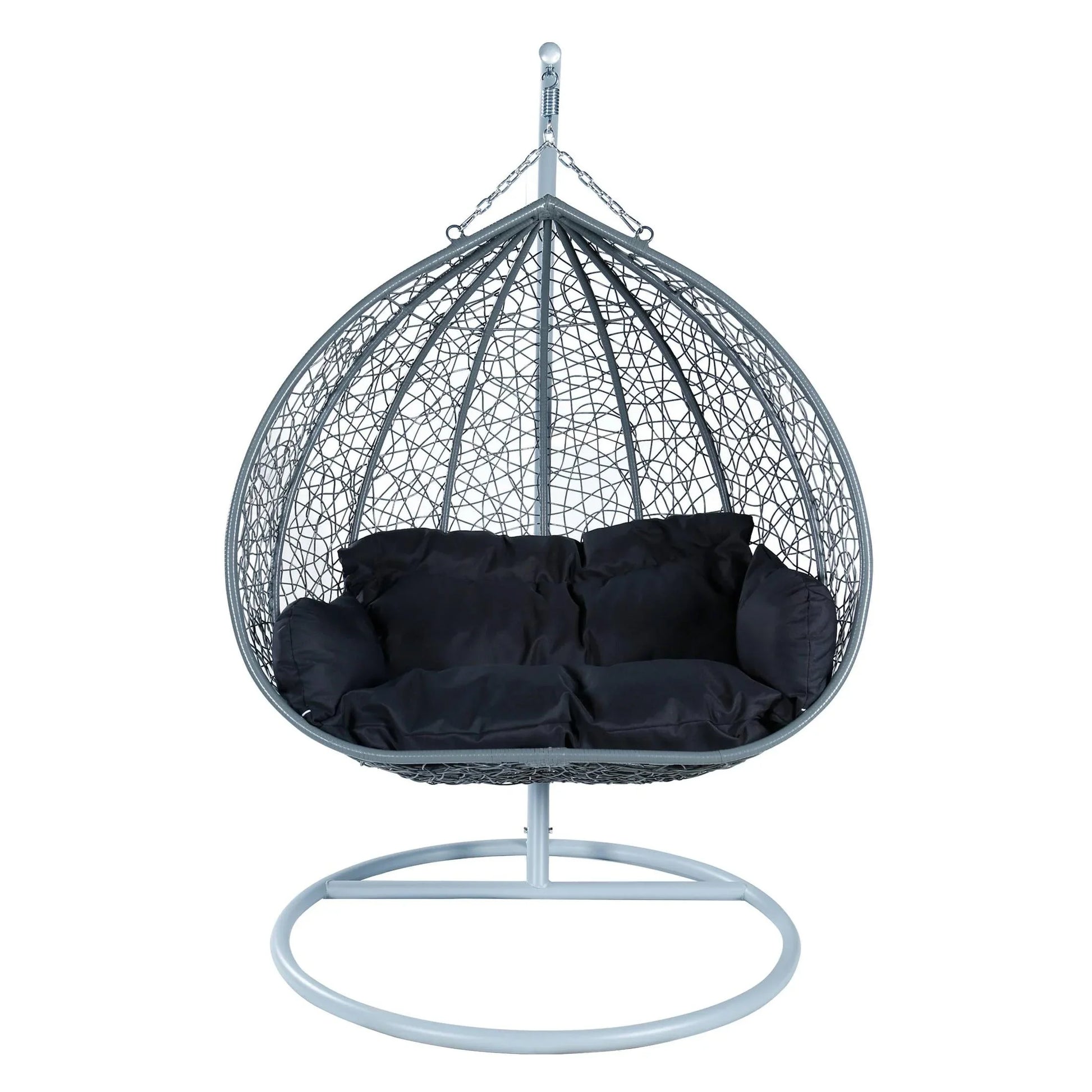 Recluse Two-Person Seater Hanging Swing Chair with Teardrop Design in Grey Frame - Elax Furniture