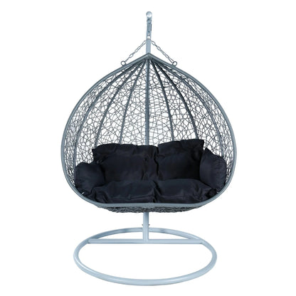 Recluse Two-Person Seater Hanging Swing Chair with Teardrop Design in Grey Frame - Elax Furniture