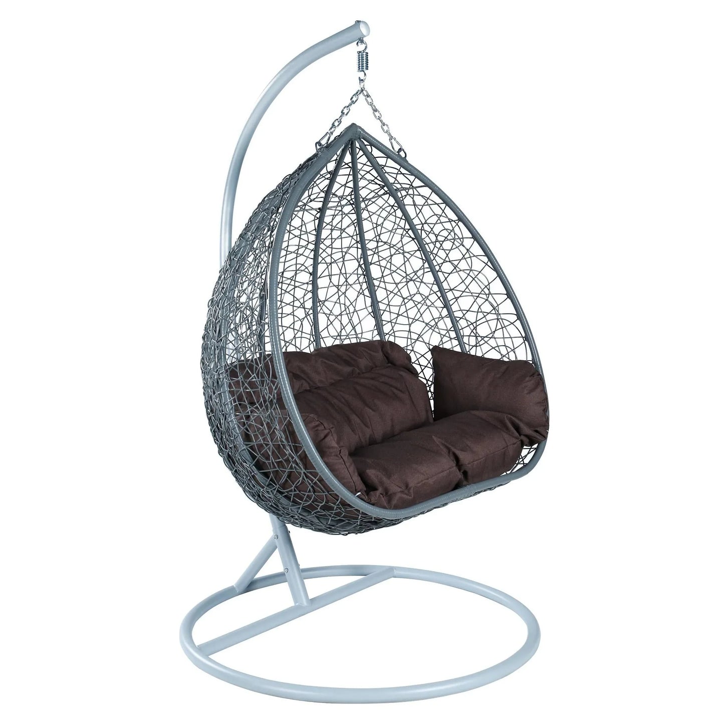 Recluse Two-Person Seater Hanging Swing Chair with Teardrop Design in Grey Frame - Elax Furniture