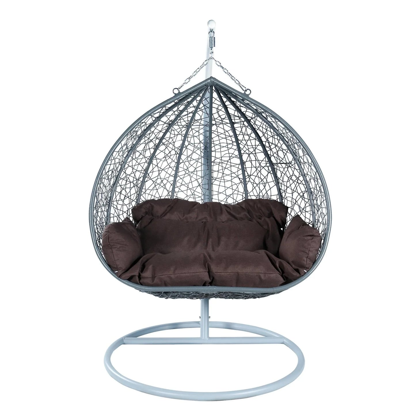 Recluse Two-Person Seater Hanging Swing Chair with Teardrop Design in Grey Frame - Elax Furniture