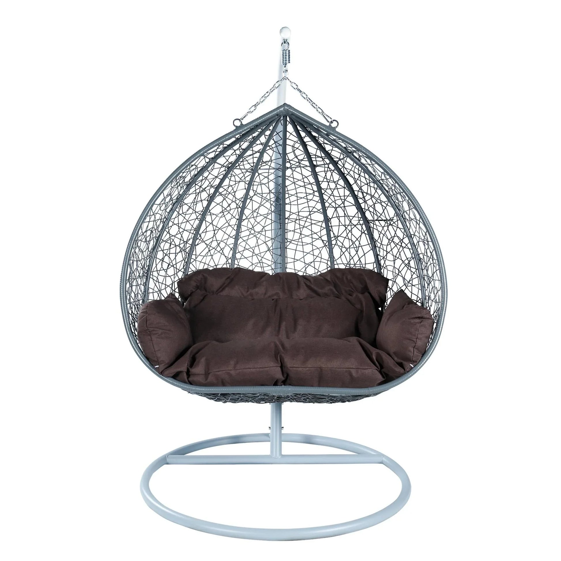 Recluse Two-Person Seater Hanging Swing Chair with Teardrop Design in Grey Frame - Elax Furniture