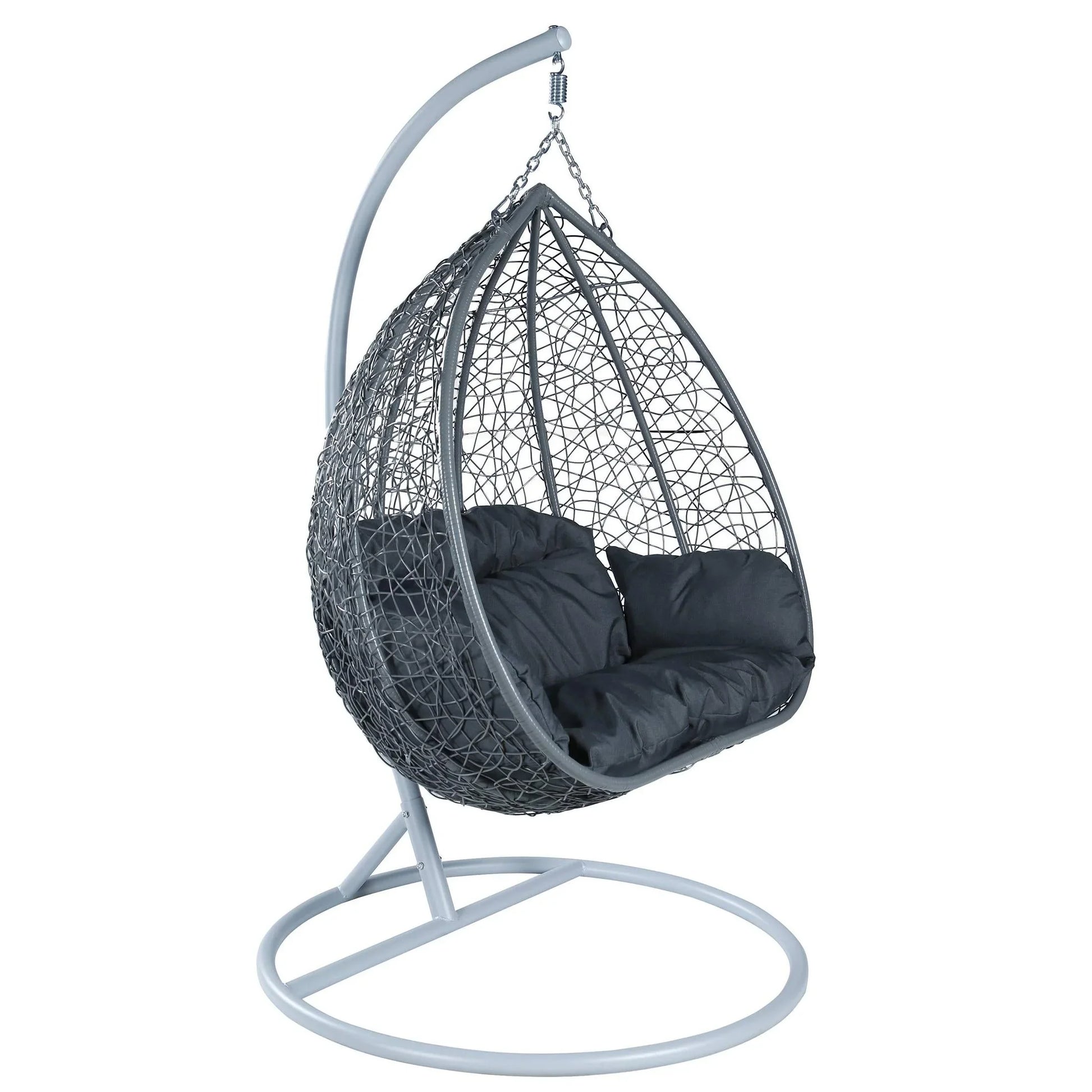 Recluse Two-Person Seater Hanging Swing Chair with Teardrop Design in Grey Frame - Elax Furniture