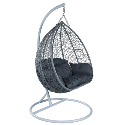 Recluse Two-Person Seater Hanging Swing Chair with Teardrop Design in Grey Frame - Elax Furniture