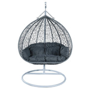 Recluse Two-Person Seater Hanging Swing Chair with Teardrop Design in Grey Frame - Elax Furniture
