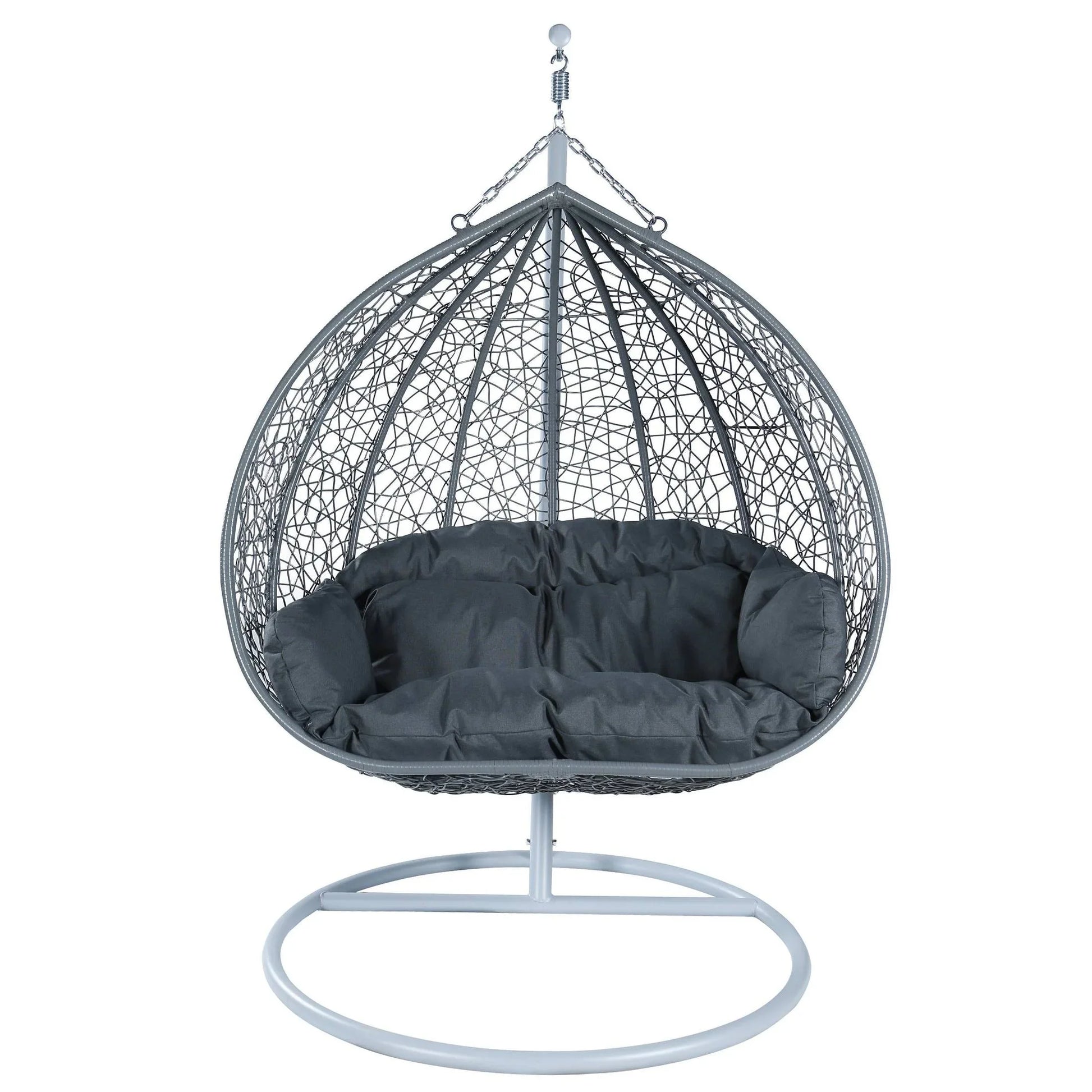 Recluse Two-Person Seater Hanging Swing Chair with Teardrop Design in Grey Frame - Elax Furniture
