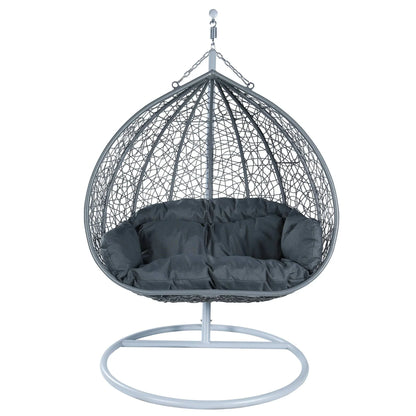Recluse Two-Person Seater Hanging Swing Chair with Teardrop Design in Grey Frame - Elax Furniture