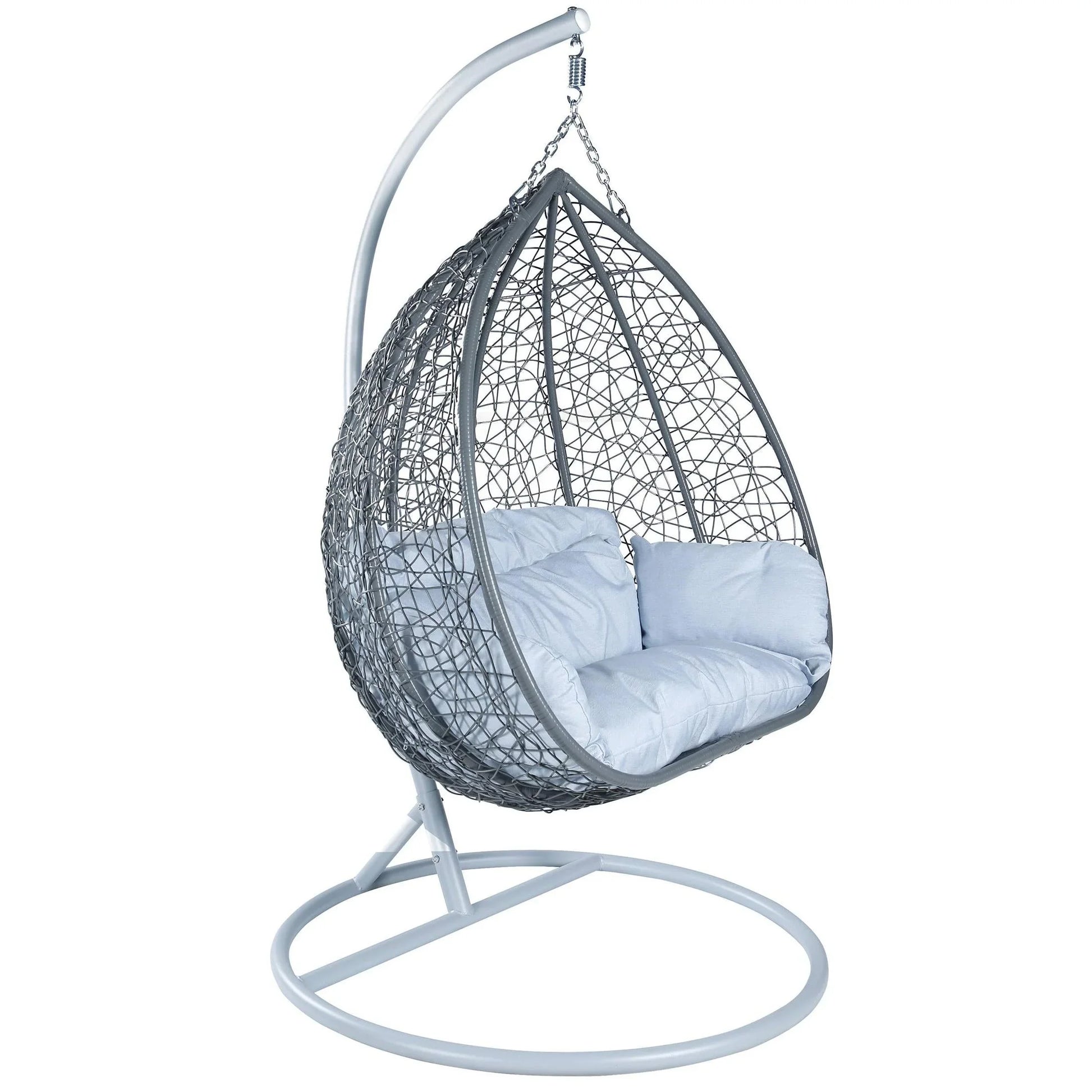 Recluse Two-Person Seater Hanging Swing Chair with Teardrop Design in Grey Frame - Elax Furniture