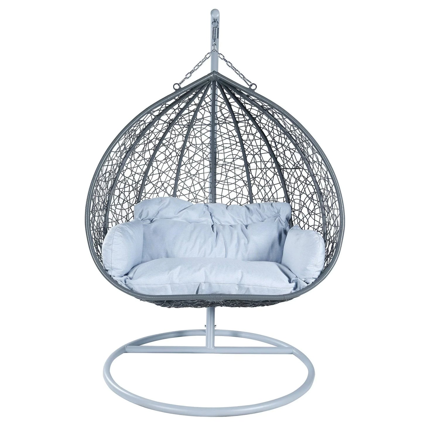 Recluse Two-Person Seater Hanging Swing Chair with Teardrop Design in Grey Frame - Elax Furniture