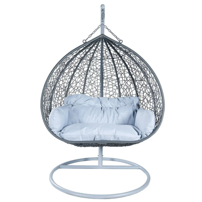 Recluse Two-Person Seater Hanging Swing Chair with Teardrop Design in Grey Frame - Elax Furniture