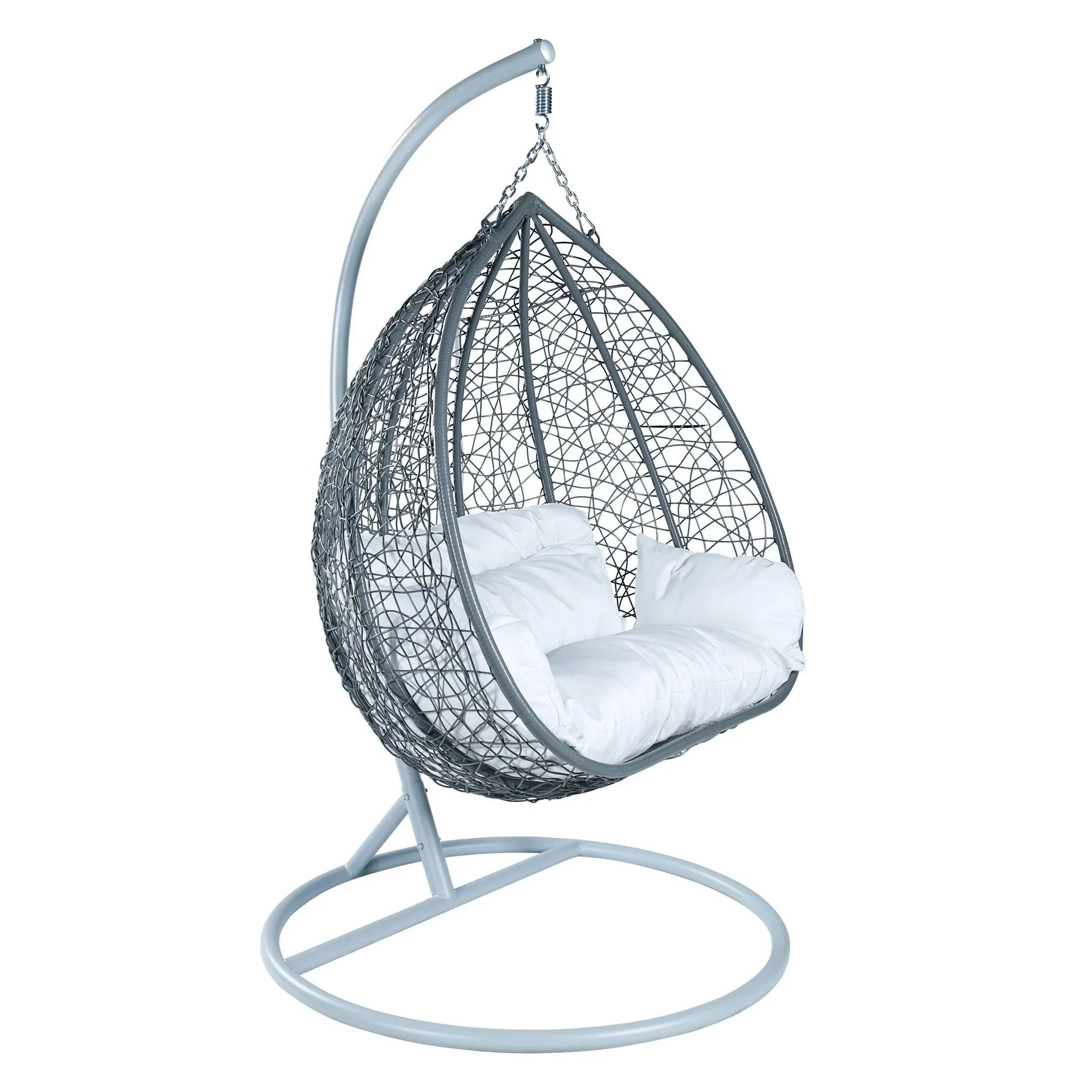 Recluse Two-Person Seater Hanging Swing Chair with Teardrop Design in Grey Frame - Elax Furniture