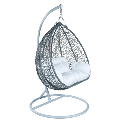 Recluse Two-Person Seater Hanging Swing Chair with Teardrop Design in Grey Frame - Elax Furniture