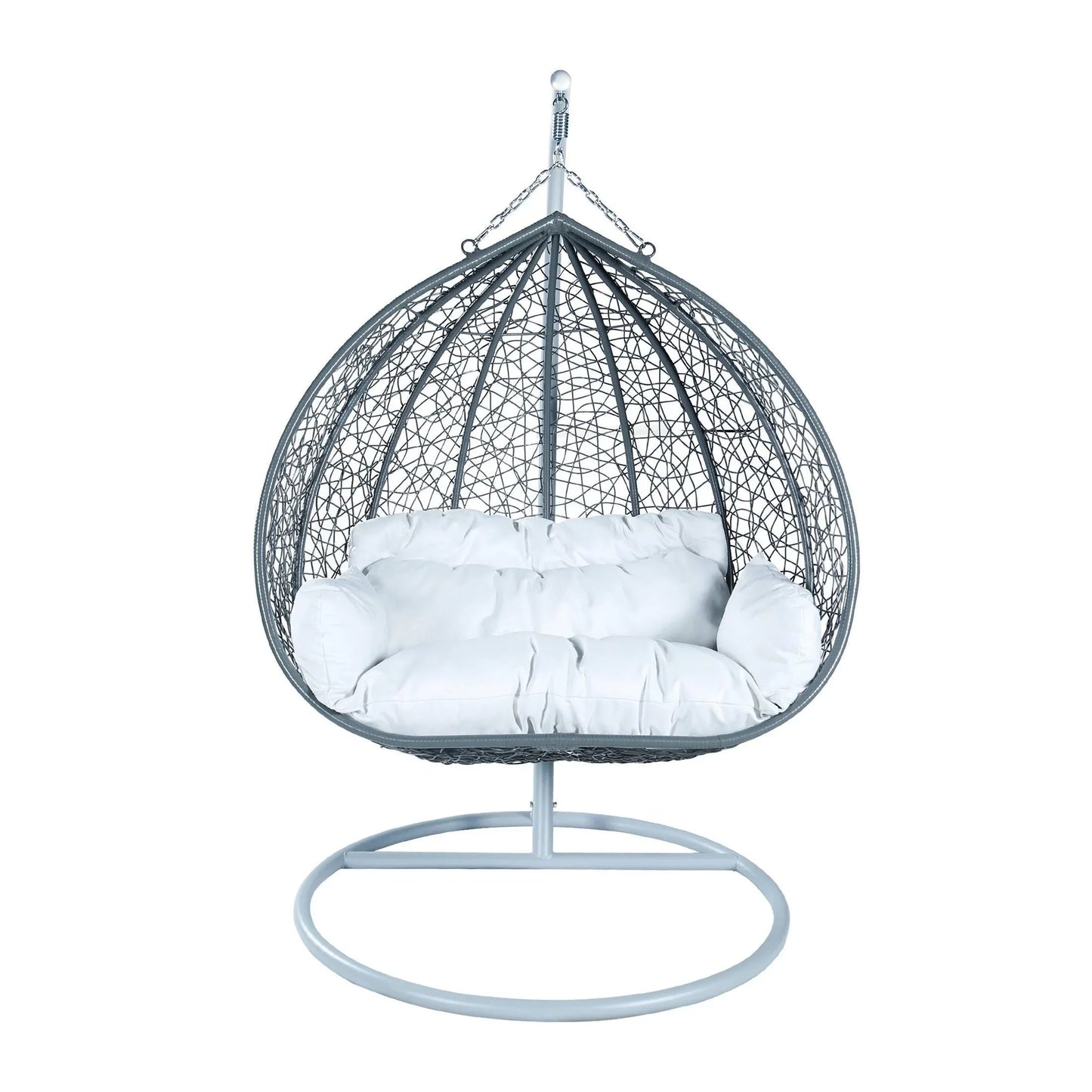 Recluse Two-Person Seater Hanging Swing Chair with Teardrop Design in Grey Frame - Elax Furniture