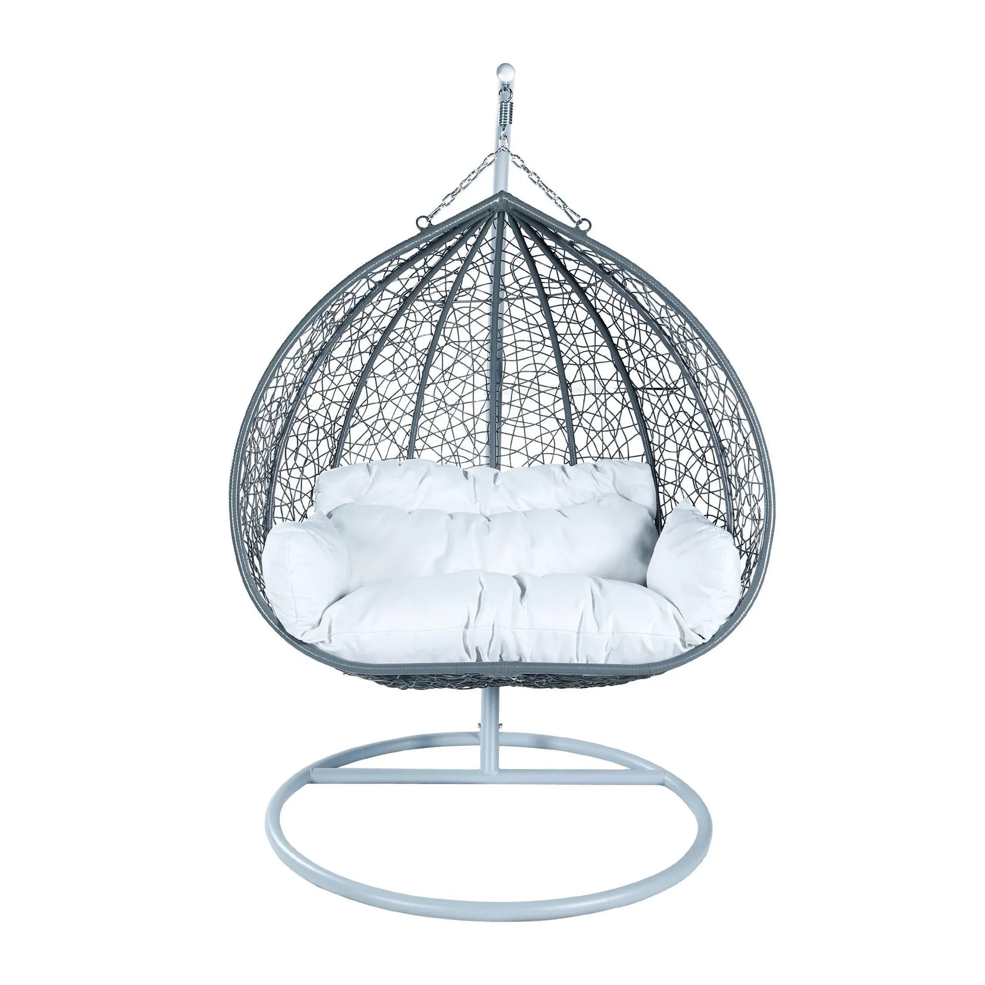 Recluse Two-Person Seater Hanging Swing Chair with Teardrop Design in Grey Frame - Elax Furniture