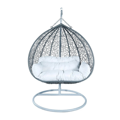 Recluse Two-Person Seater Hanging Swing Chair with Teardrop Design in Grey Frame - Elax Furniture