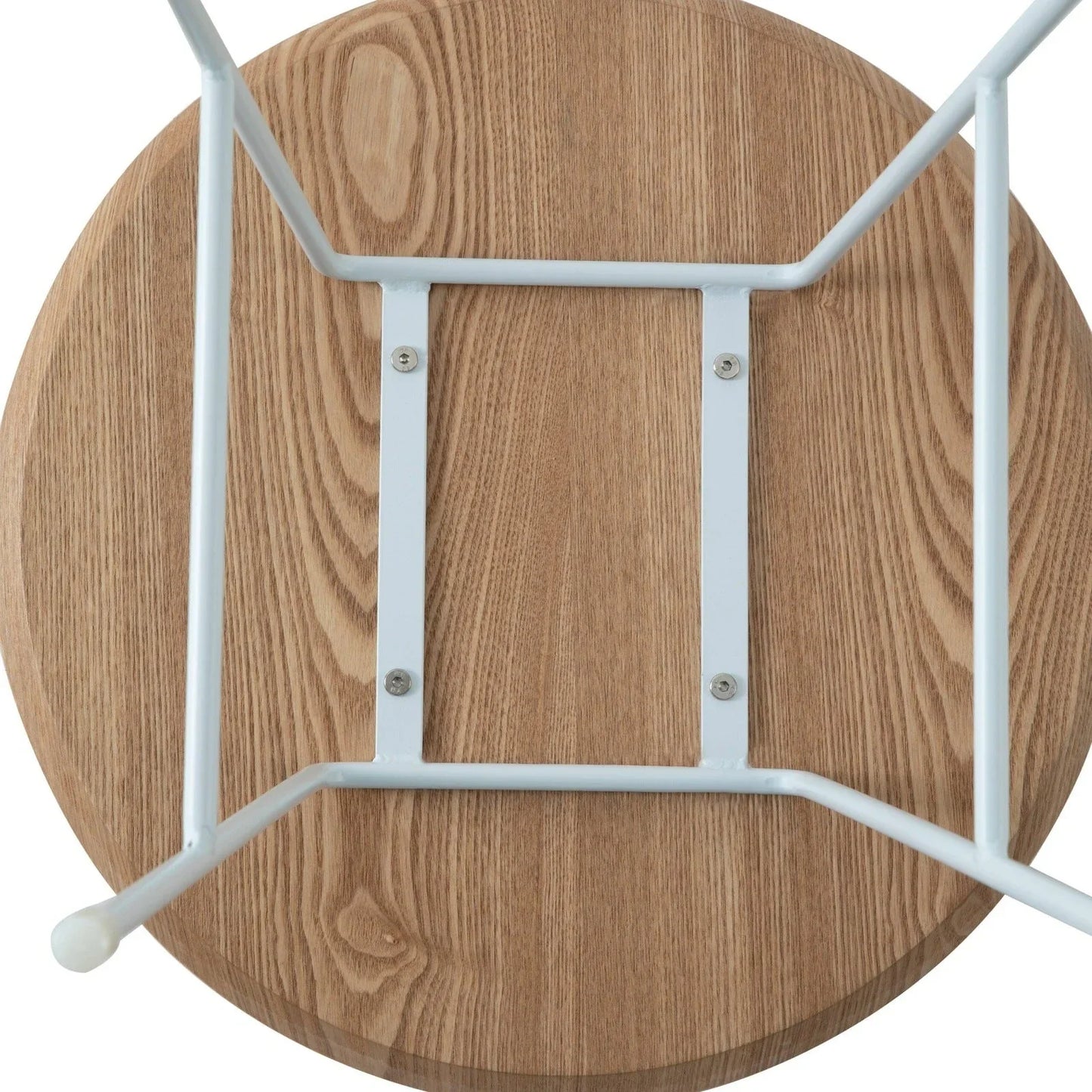 Rossmore Round Side Table with MDF Wood Tabletop in White Steel - Elax Furniture