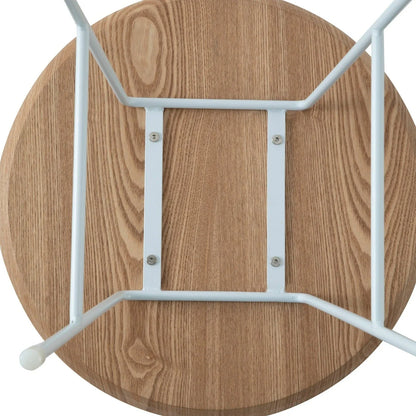 Rossmore Round Side Table with MDF Wood Tabletop in White Steel - Elax Furniture