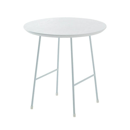 Rossmore Round Side Table with MDF Wood Tabletop in White Steel - Elax Furniture