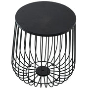 Runswick Round End Table Wood Tabletop With Steel Drum Base for Storage - Elax Furniture