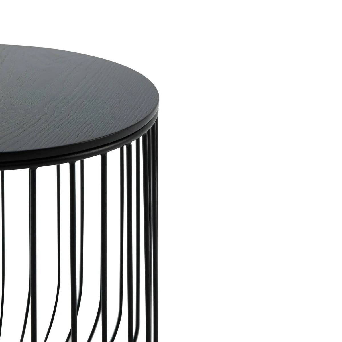 Runswick Round End Table Wood Tabletop With Steel Drum Base for Storage - Elax Furniture