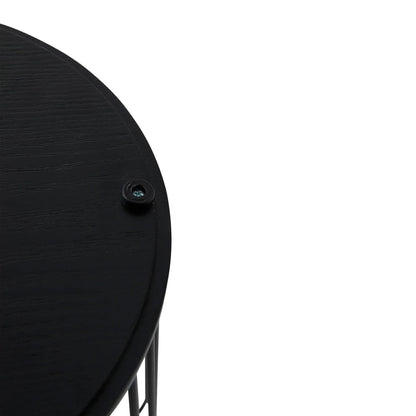 Runswick Round End Table Wood Tabletop With Steel Drum Base for Storage - Elax Furniture