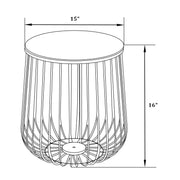 Runswick Round End Table Wood Tabletop With Steel Drum Base for Storage - Elax Furniture