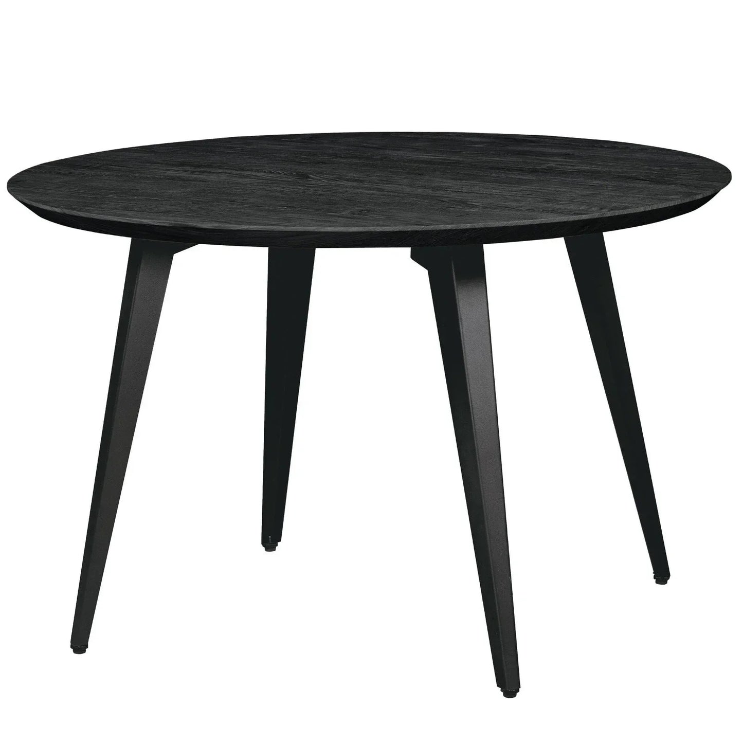 Ravenna 5-Piece Dining Set: 4 Stackable Plastic Chairs & Round Wood Table, Metal Base - Elax Furniture