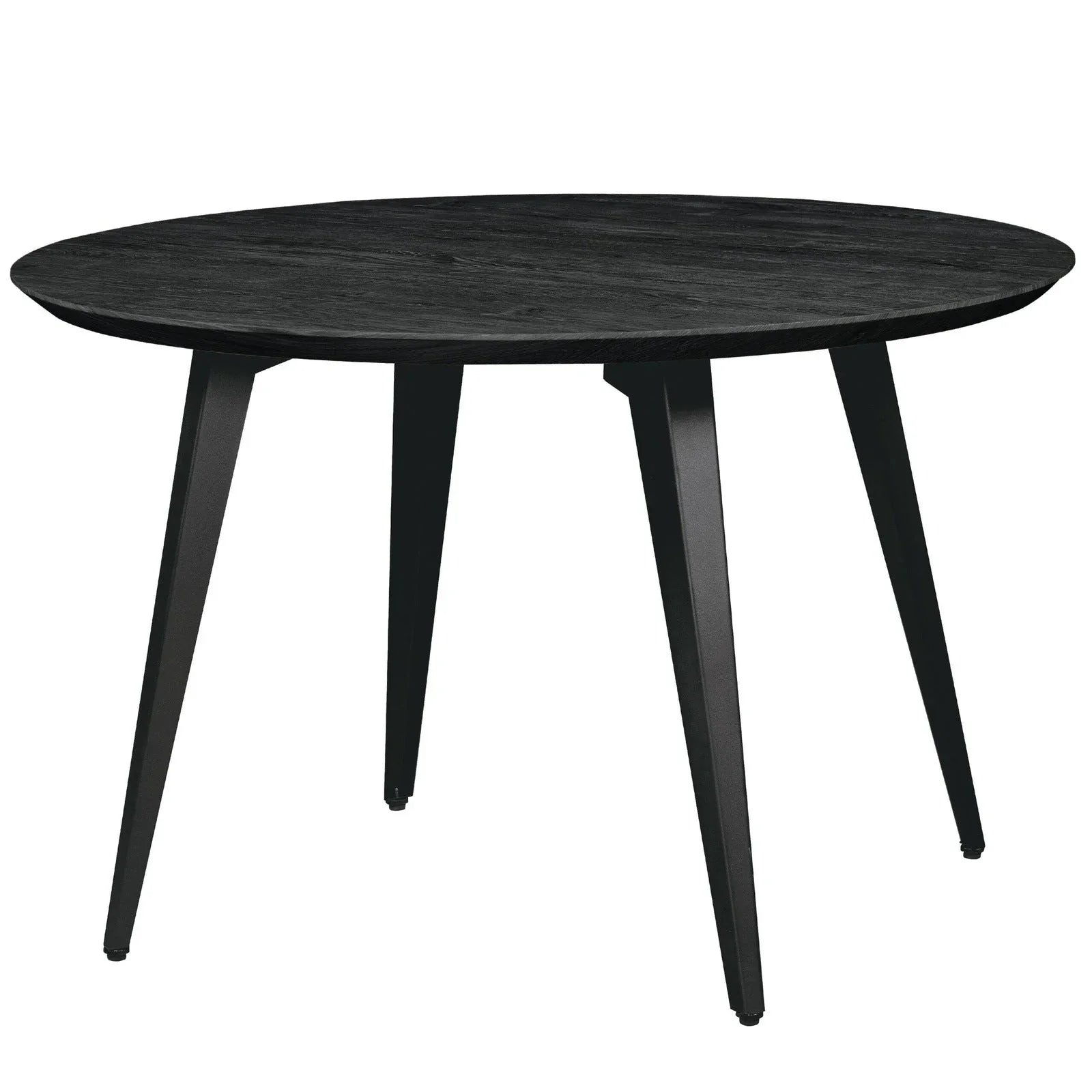 Ravenna 5-Piece Dining Set: 4 Stackable Plastic Chairs & Round Wood Table, Metal Base - Elax Furniture