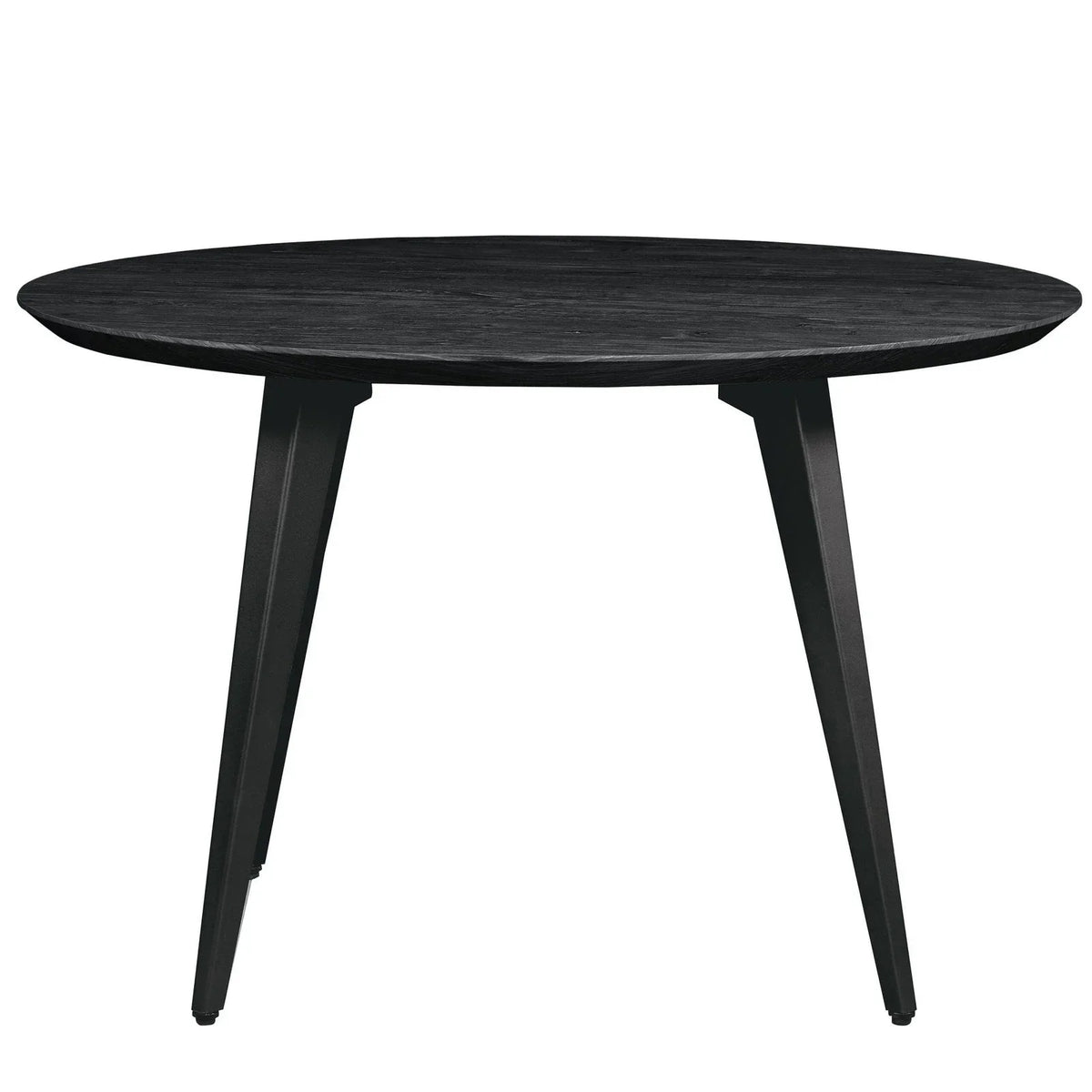 Ravenna 5-Piece Dining Set: 4 Stackable Plastic Chairs & Round Wood Table, Metal Base - Elax Furniture