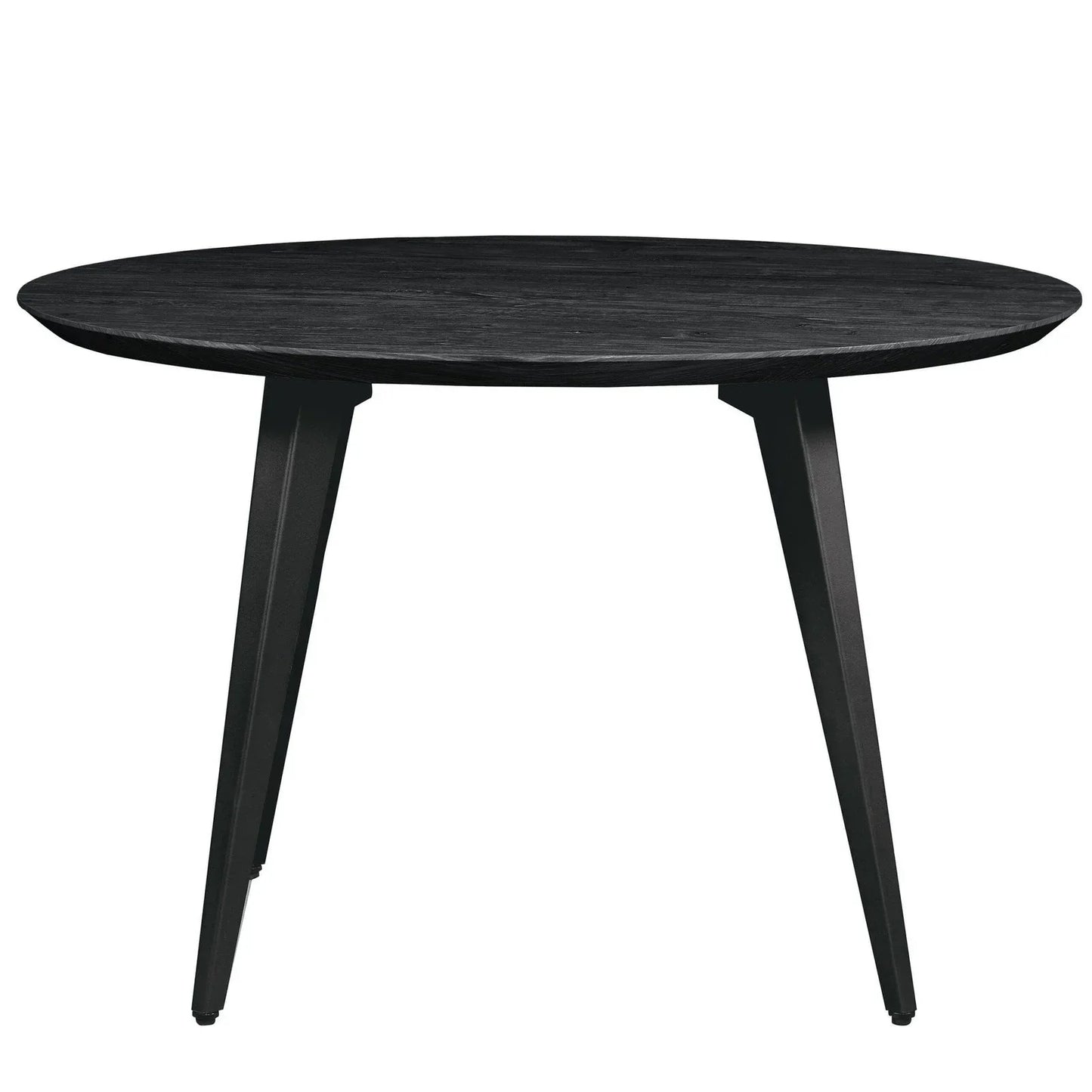 Ravenna 5-Piece Dining Set: 4 Stackable Plastic Chairs & Round Wood Table, Metal Base - Elax Furniture