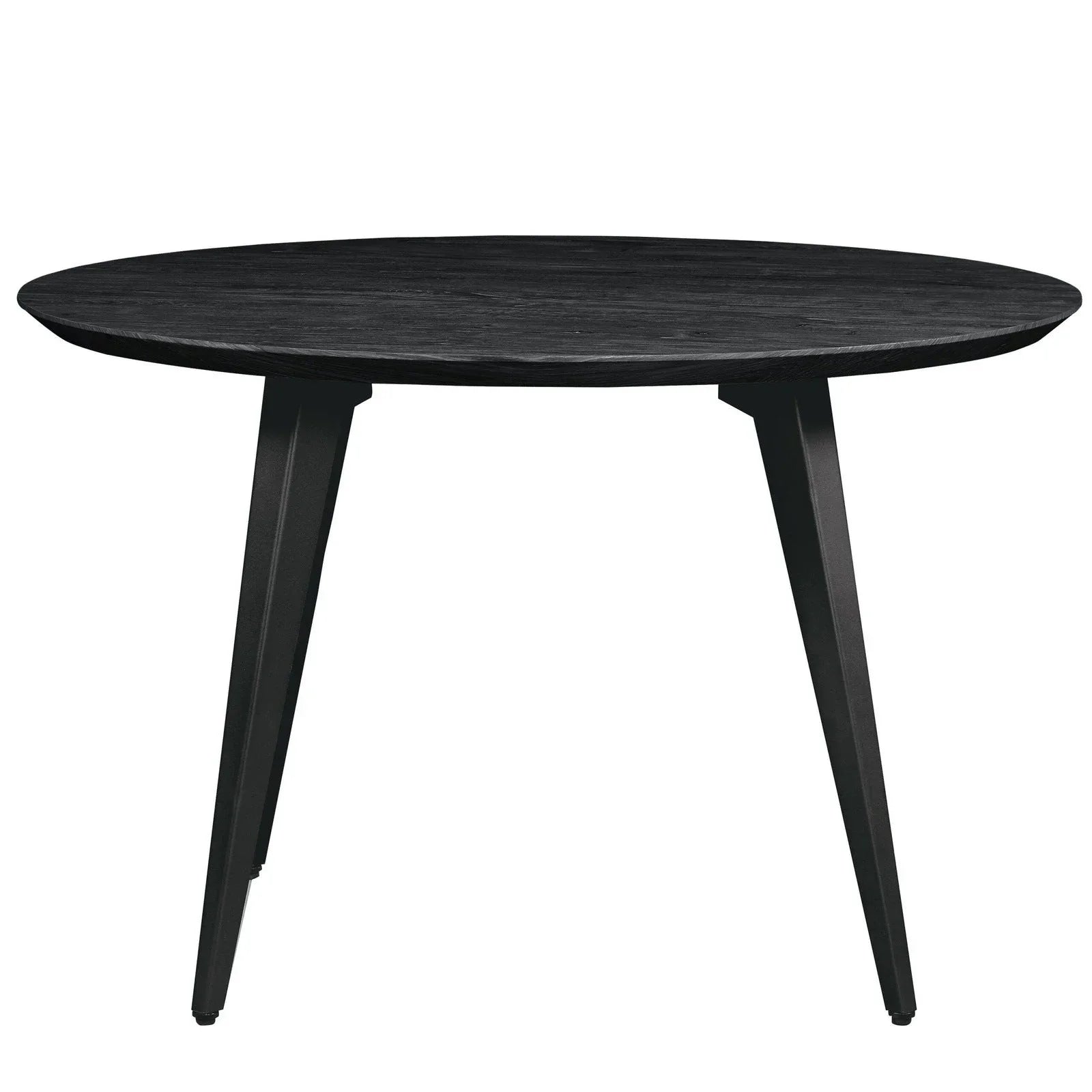 Ravenna 5-Piece Dining Set: 4 Stackable Plastic Chairs & Round Wood Table, Metal Base - Elax Furniture