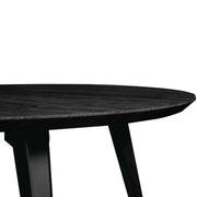 Ravenna 5-Piece Dining Set: 4 Stackable Plastic Chairs & Round Wood Table, Metal Base - Elax Furniture