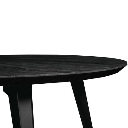 Ravenna 5-Piece Dining Set: 4 Stackable Plastic Chairs & Round Wood Table, Metal Base - Elax Furniture
