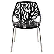 Ravenna 5-Piece Dining Set: 4 Stackable Plastic Chairs & Round Wood Table, Metal Base - Elax Furniture