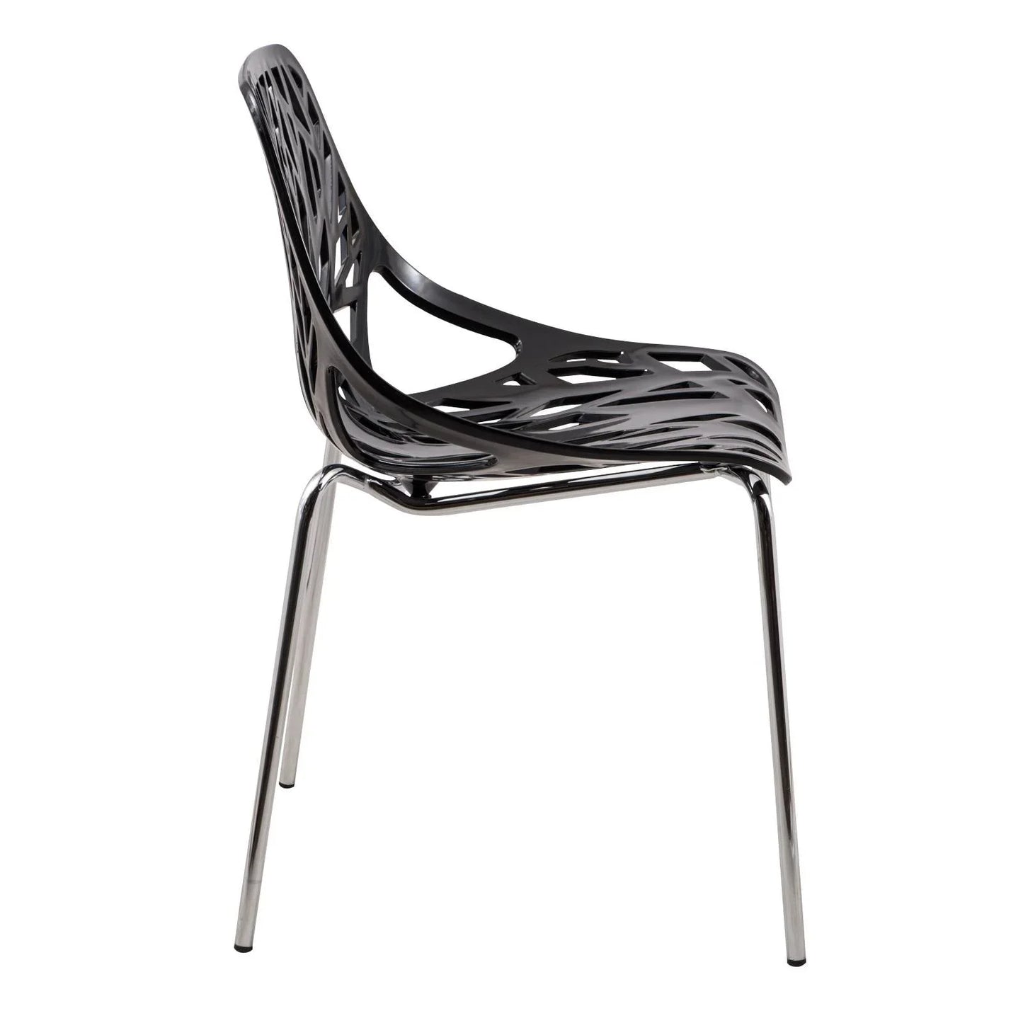 Ravenna 5-Piece Dining Set: 4 Stackable Plastic Chairs & Round Wood Table, Metal Base - Elax Furniture