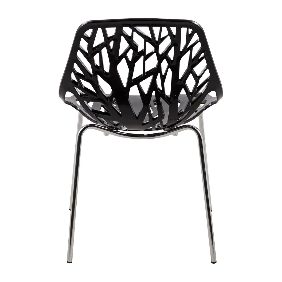 Ravenna 5-Piece Dining Set: 4 Stackable Plastic Chairs & Round Wood Table, Metal Base - Elax Furniture