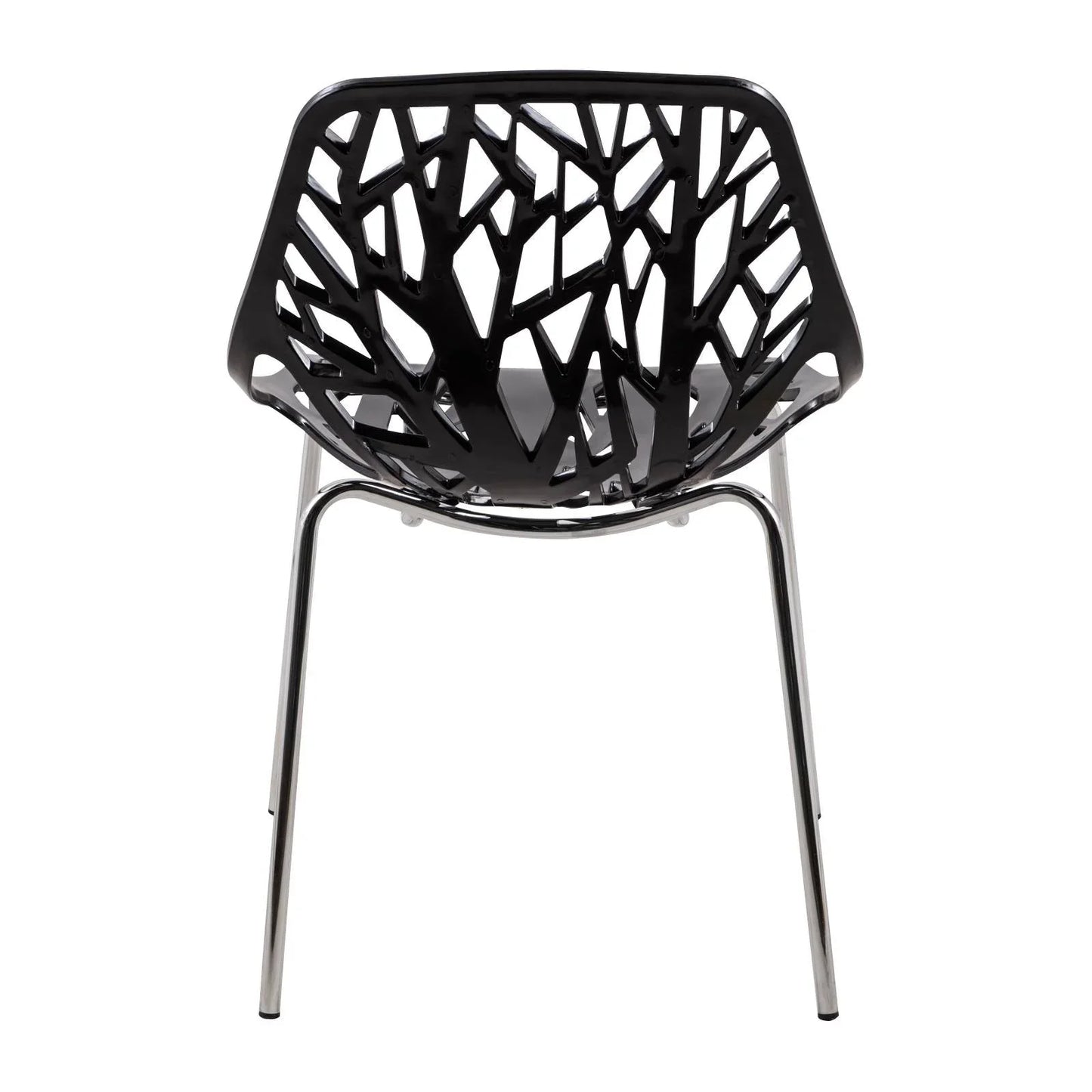 Ravenna 5-Piece Dining Set: 4 Stackable Plastic Chairs & Round Wood Table, Metal Base - Elax Furniture